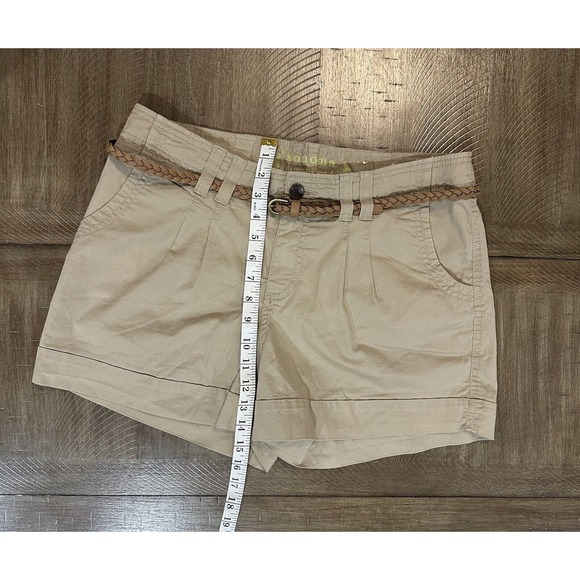 NWT Sonoma Women’s Size 12 Tan Khaki MidRise Belted Modern Short Comfort Stretch - Picture 14 of 16